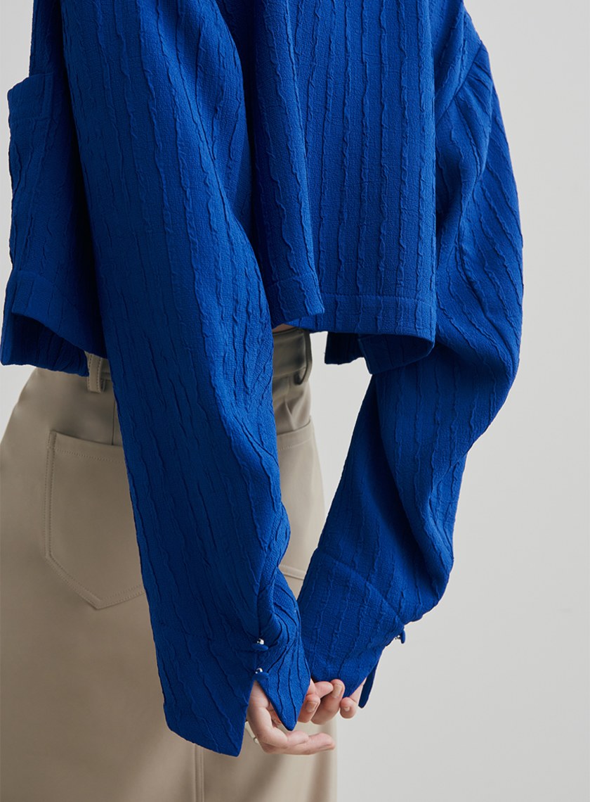 肌理雙口袋短版休閒外套