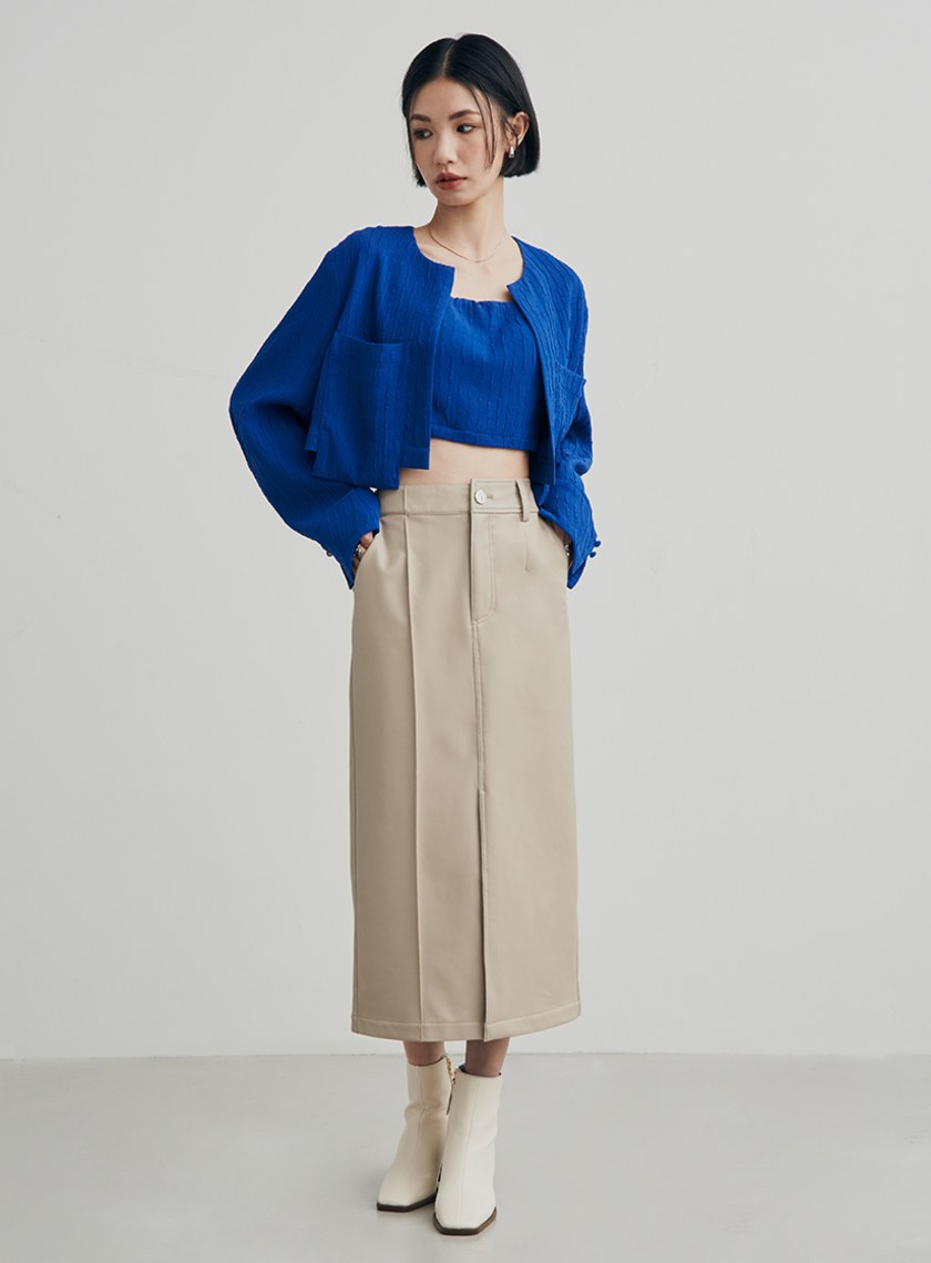 肌理雙口袋短版休閒外套