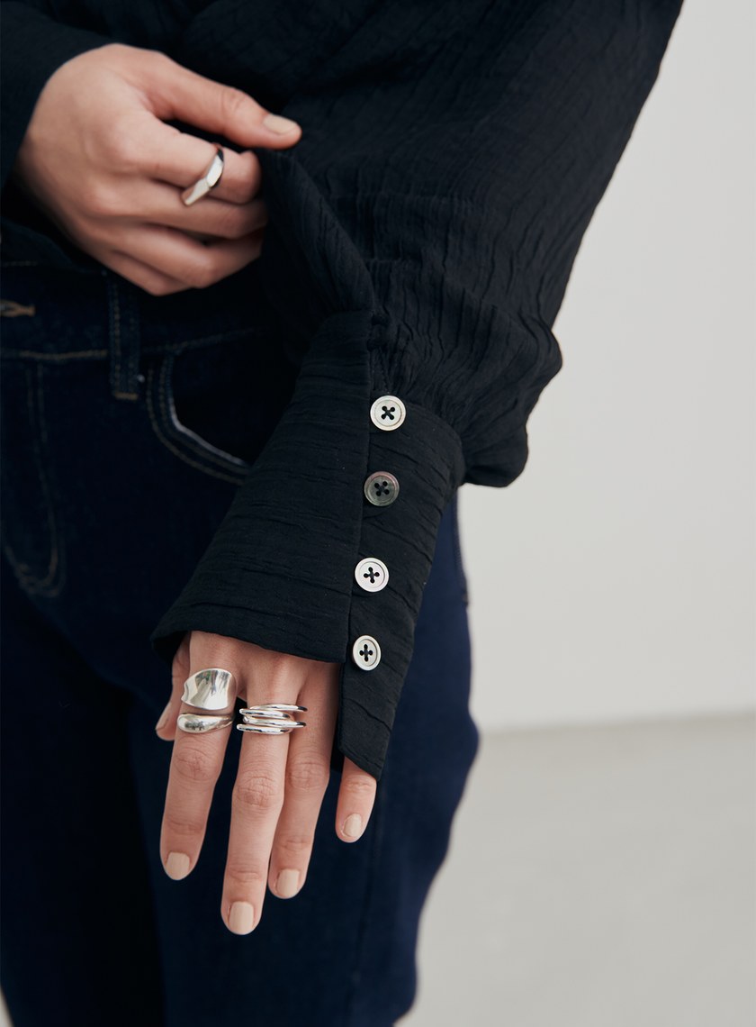 優雅肌理綁帶交叉罩衫