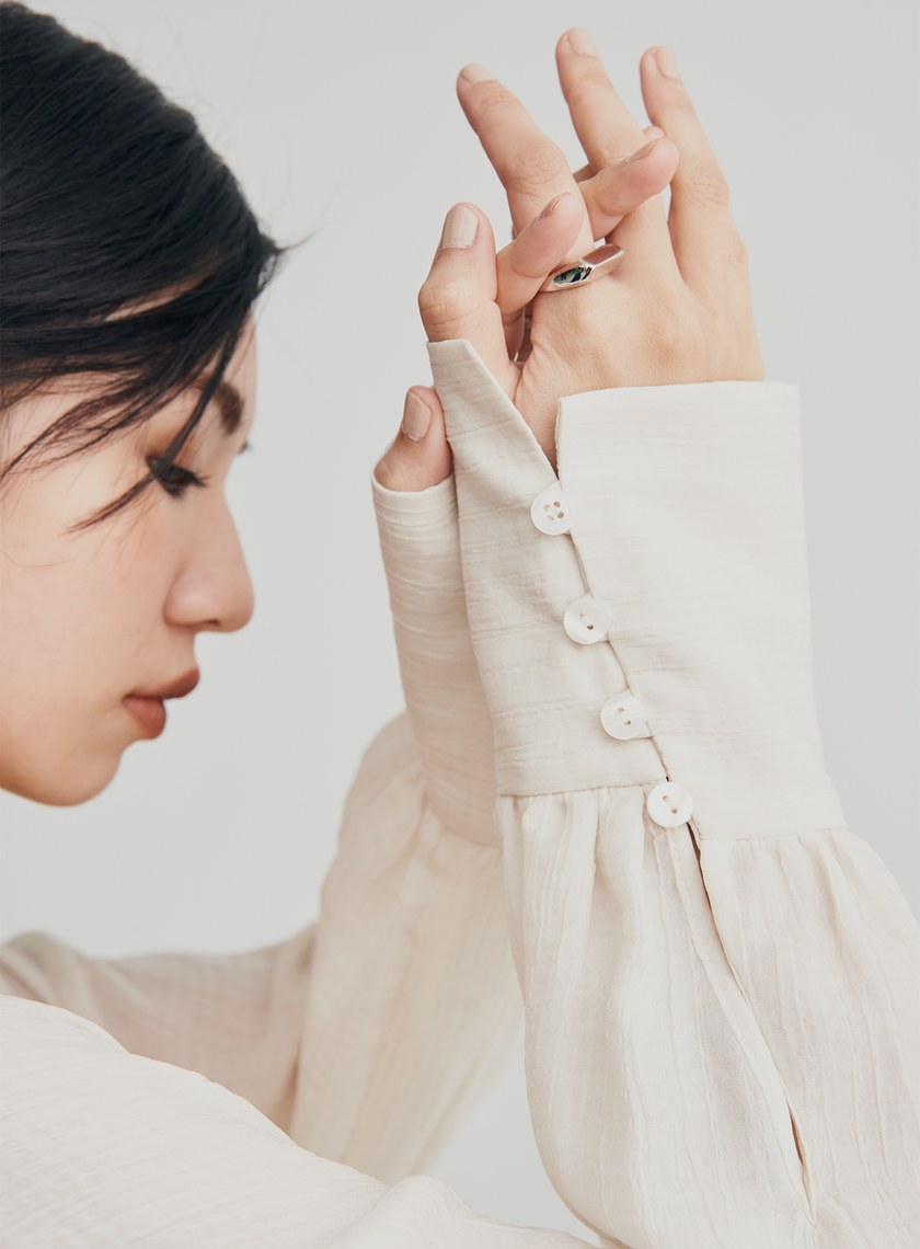 優雅肌理綁帶交叉罩衫