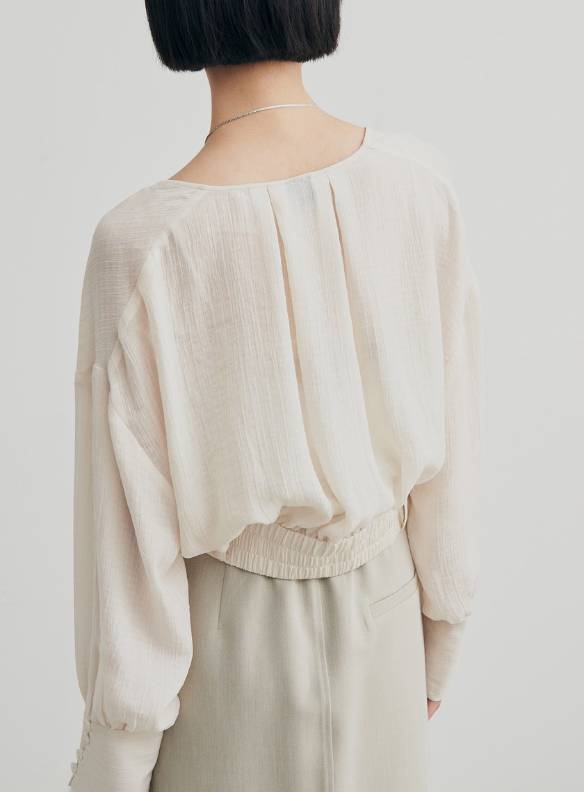 優雅肌理綁帶交叉罩衫