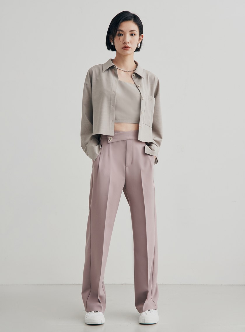 細格紋不對稱肩帶 BRA 背心上衣