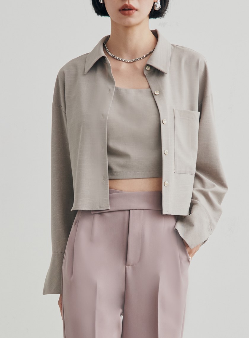 細格紋不對稱肩帶 BRA 背心上衣