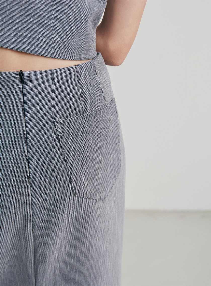 修身開衩彈性直筒長裙