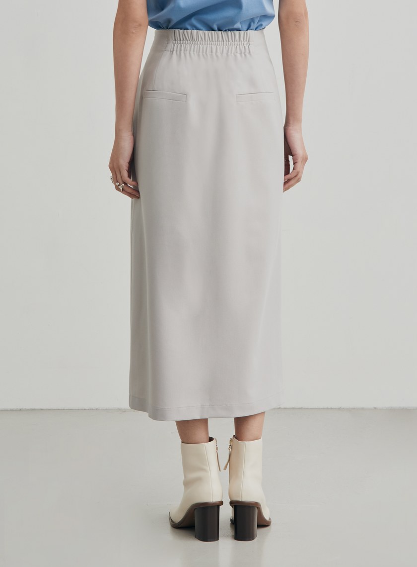 開衩俐落假兩件式直筒裙