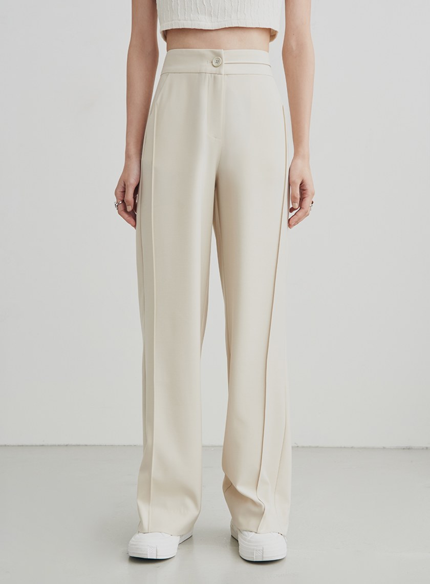 細節直筒擁抱刺繡西裝寬褲