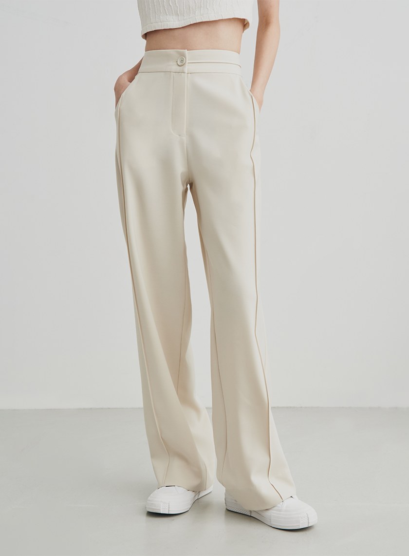 細節直筒擁抱刺繡西裝寬褲