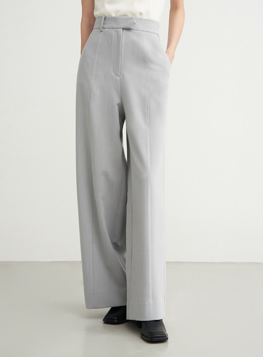 壓線細節西裝直筒寬褲