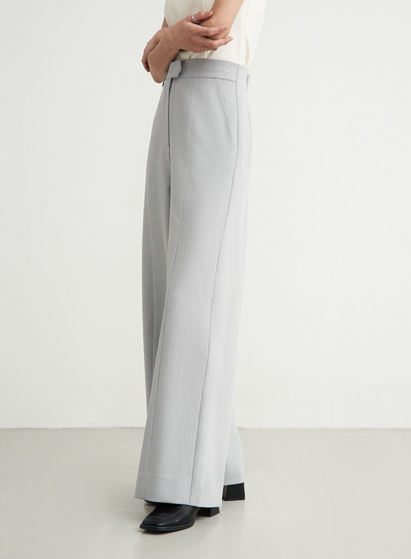 壓線細節西裝直筒寬褲