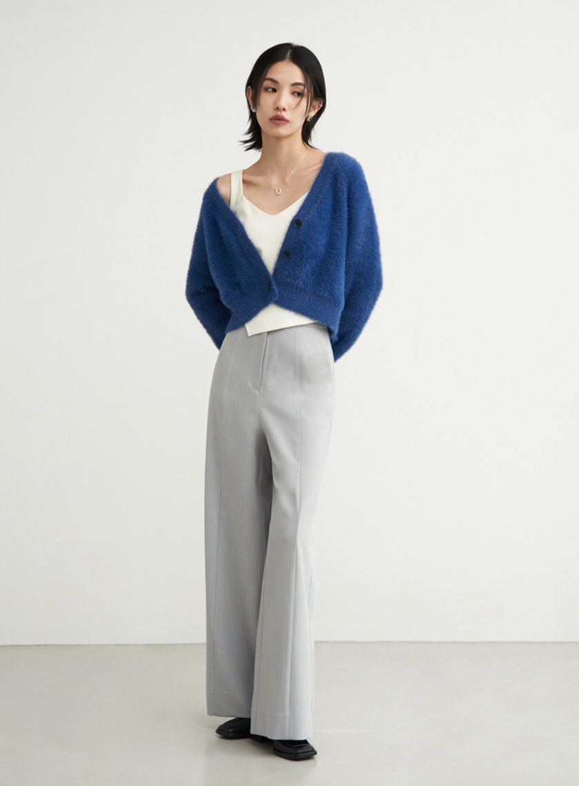 壓線細節西裝直筒寬褲