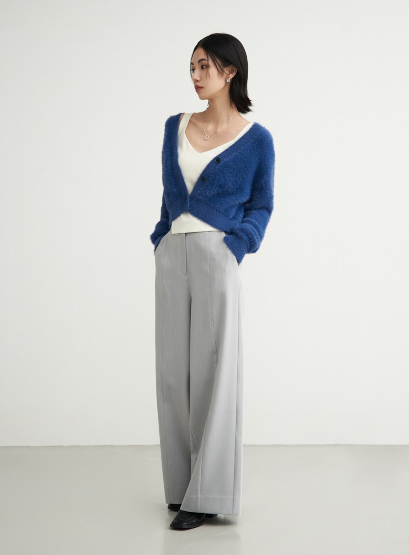 壓線細節西裝直筒寬褲