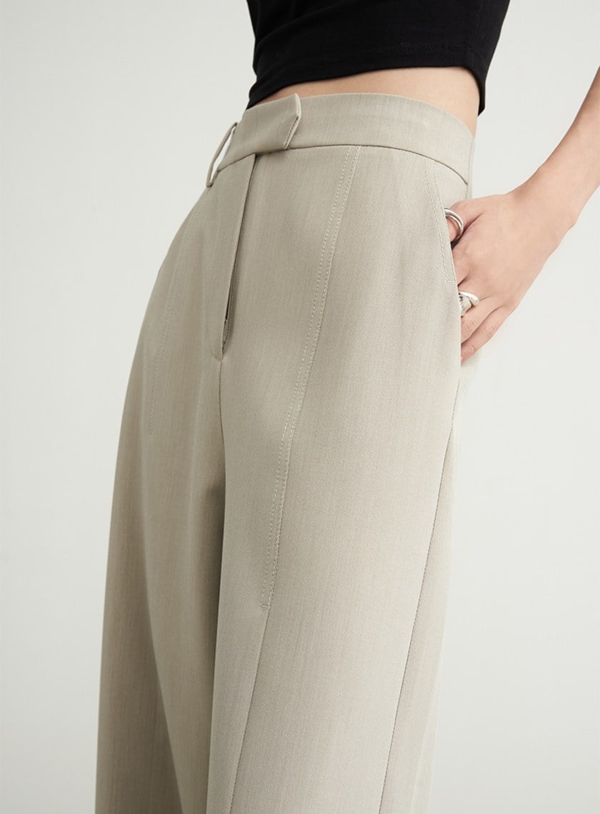 壓線細節西裝直筒寬褲