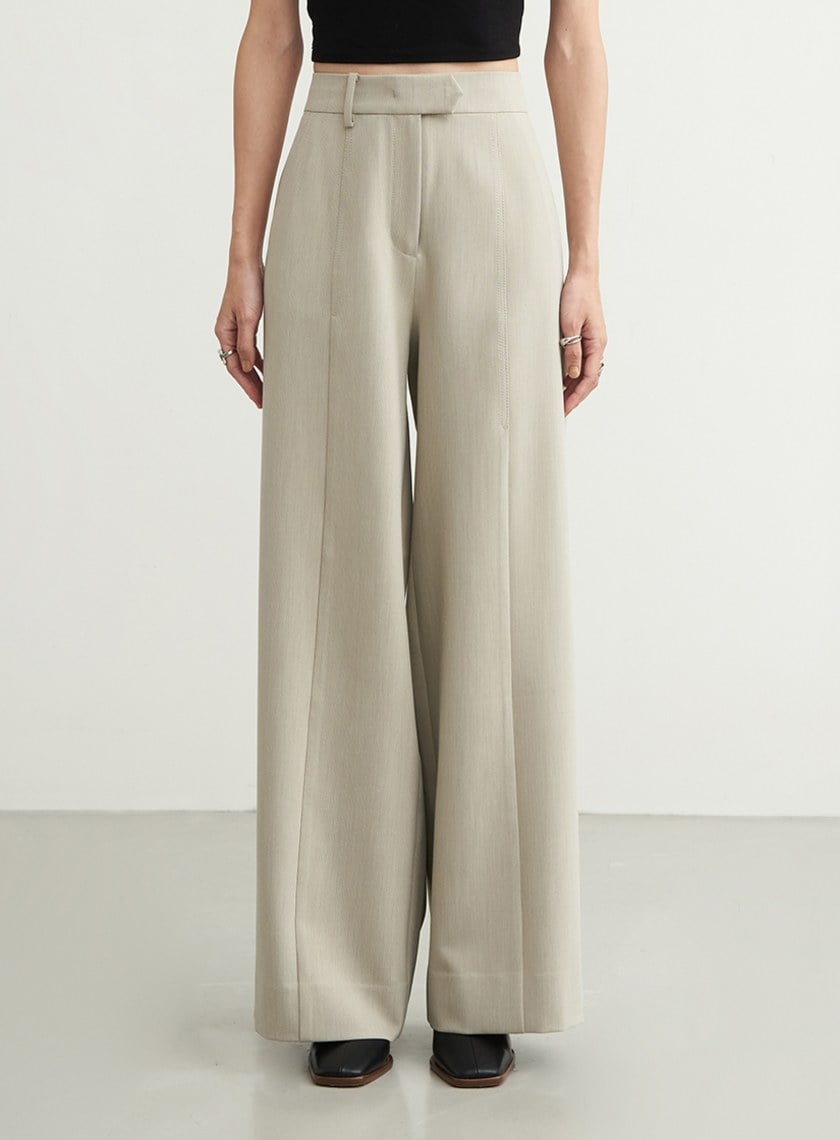 壓線細節西裝直筒寬褲