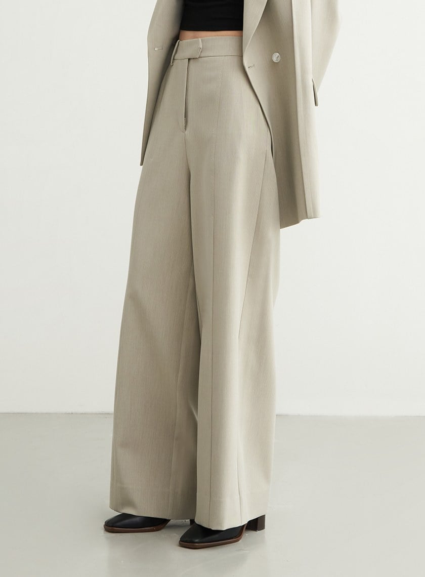 壓線細節西裝直筒寬褲