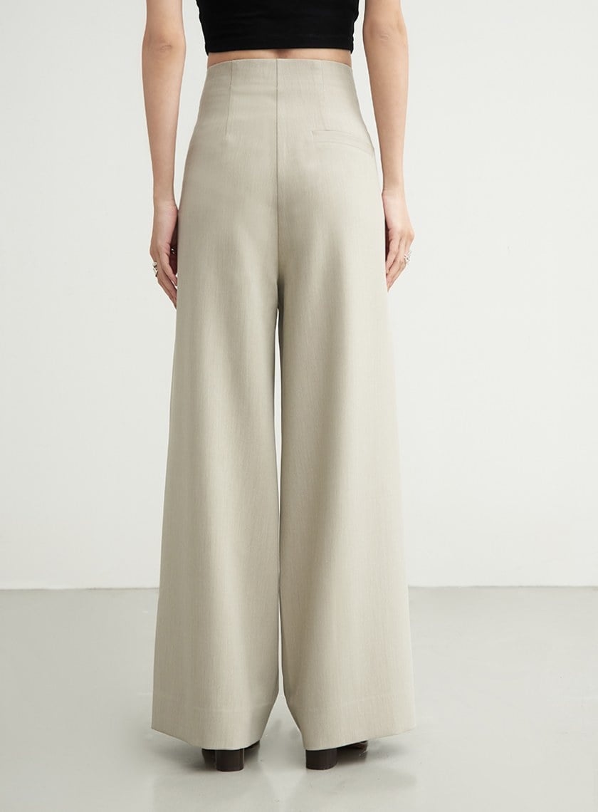 壓線細節西裝直筒寬褲