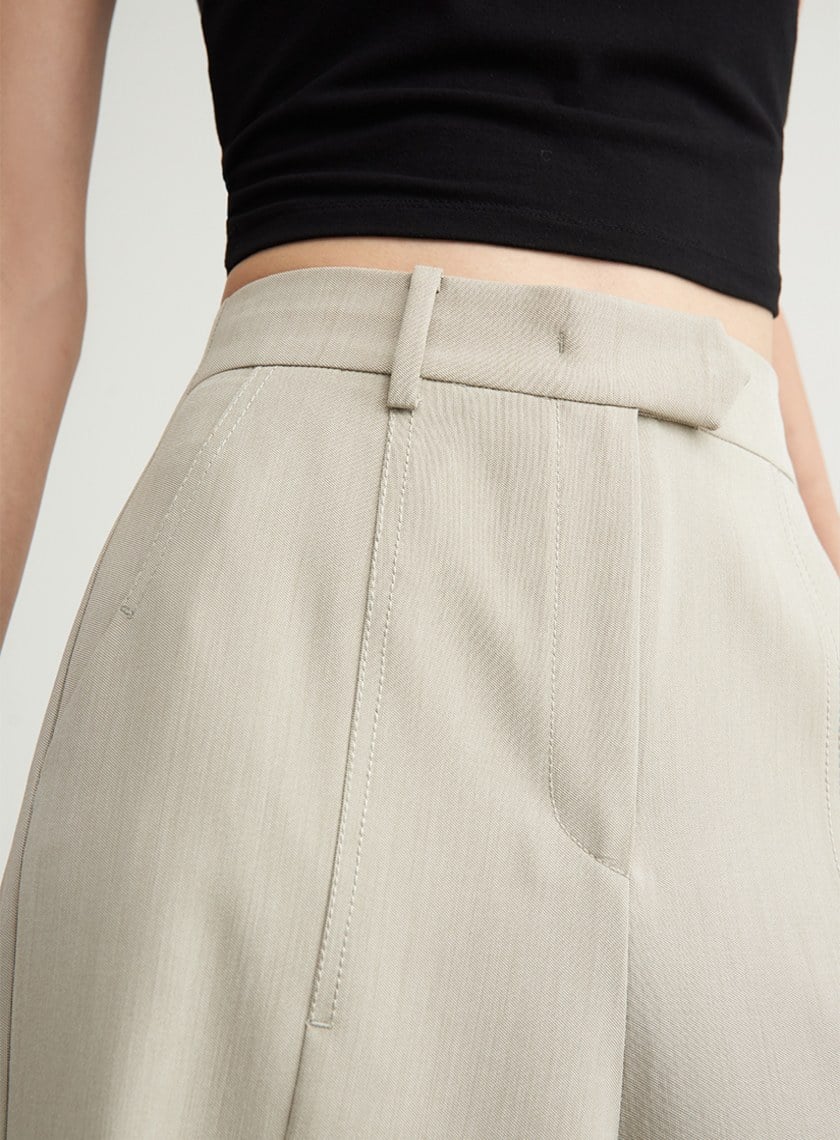 壓線細節西裝直筒寬褲