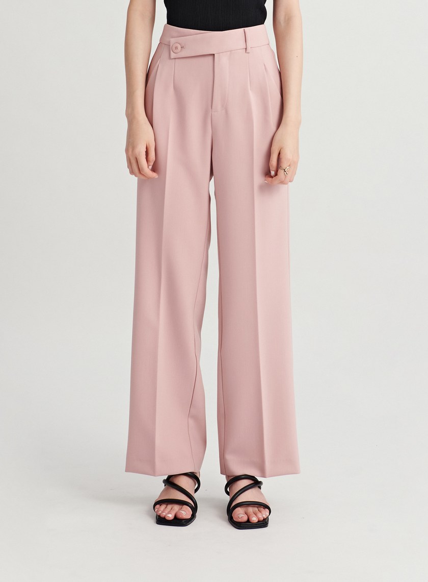 不對稱腰頭西裝寬褲