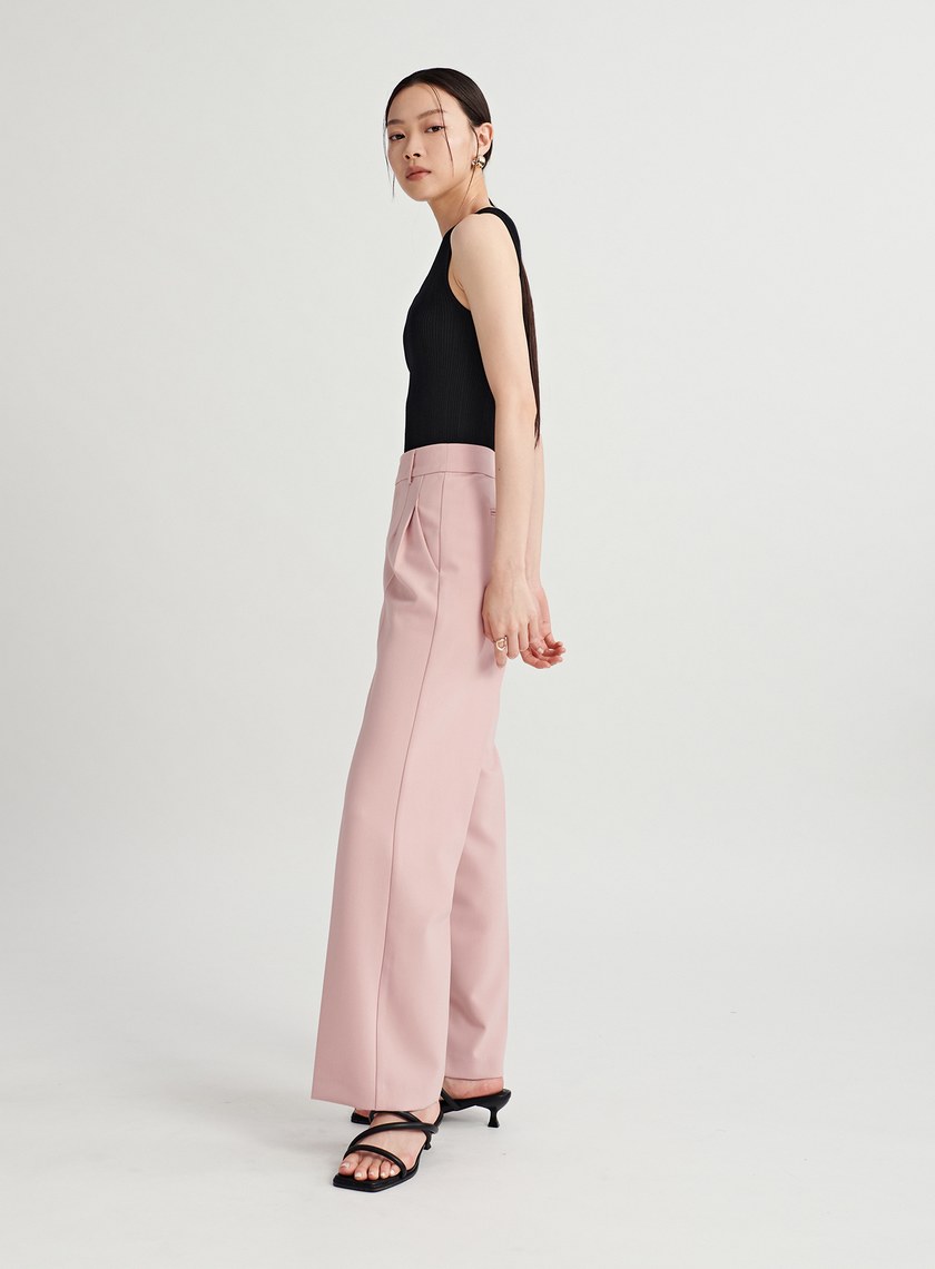 不對稱腰頭西裝寬褲