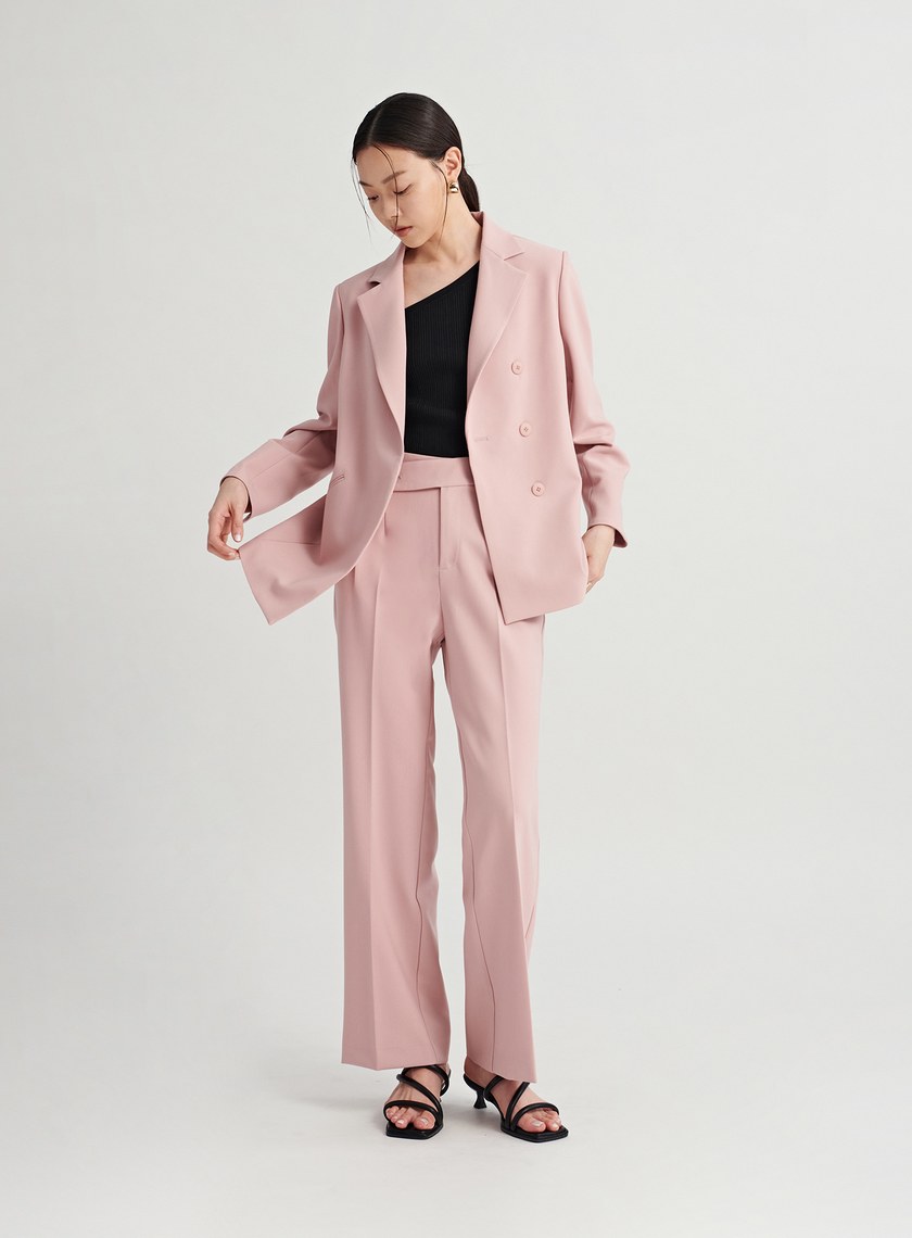 不對稱腰頭西裝寬褲