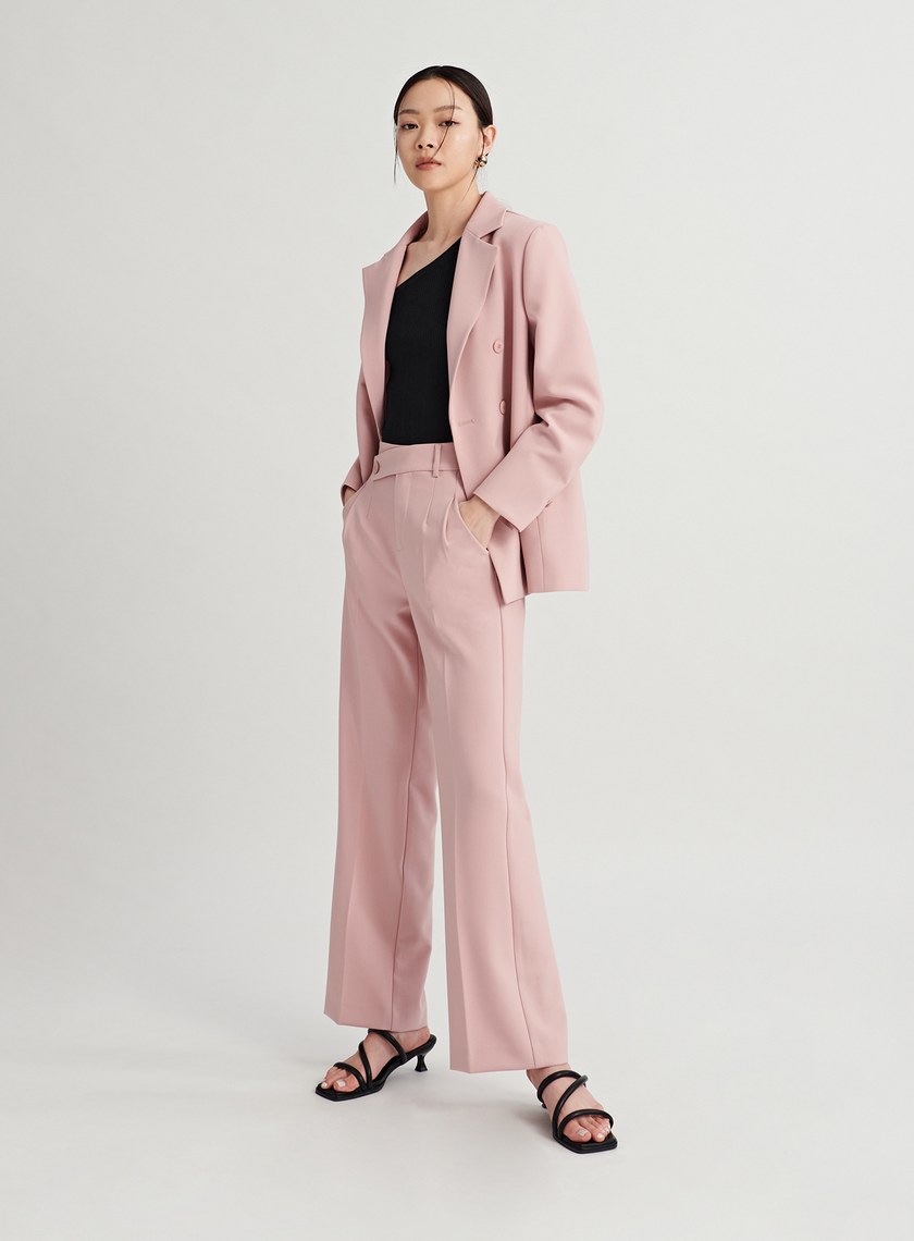 不對稱腰頭西裝寬褲