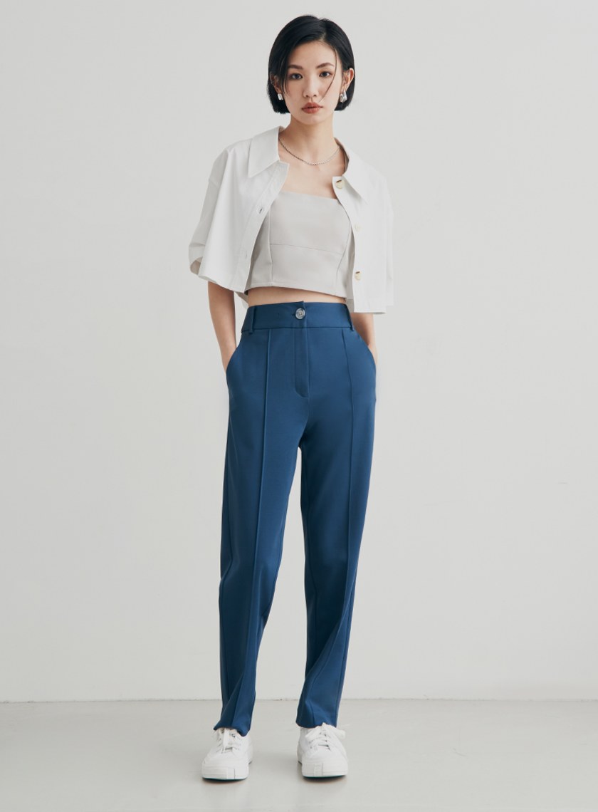 彈性合身錐形西裝褲