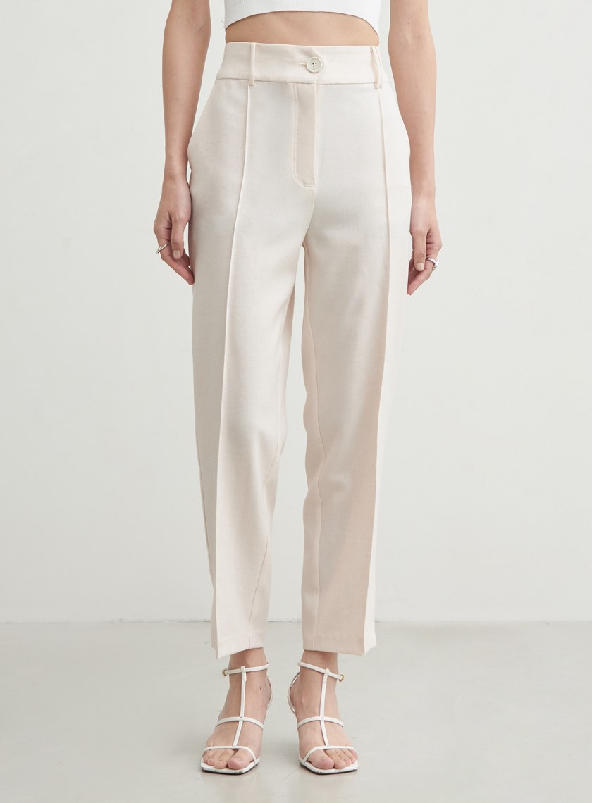 花紗肌理開衩錐形褲