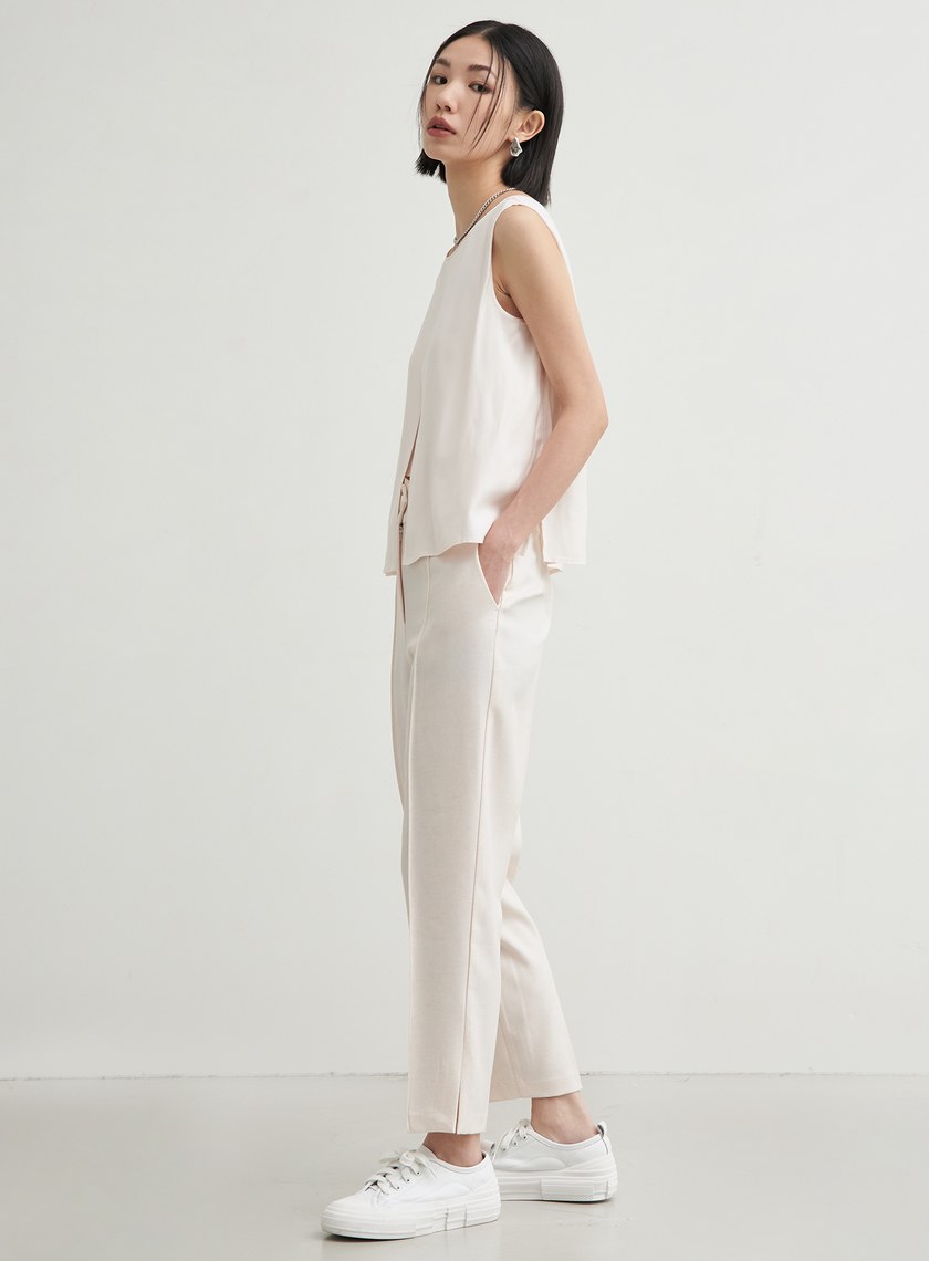 花紗肌理開衩錐形褲