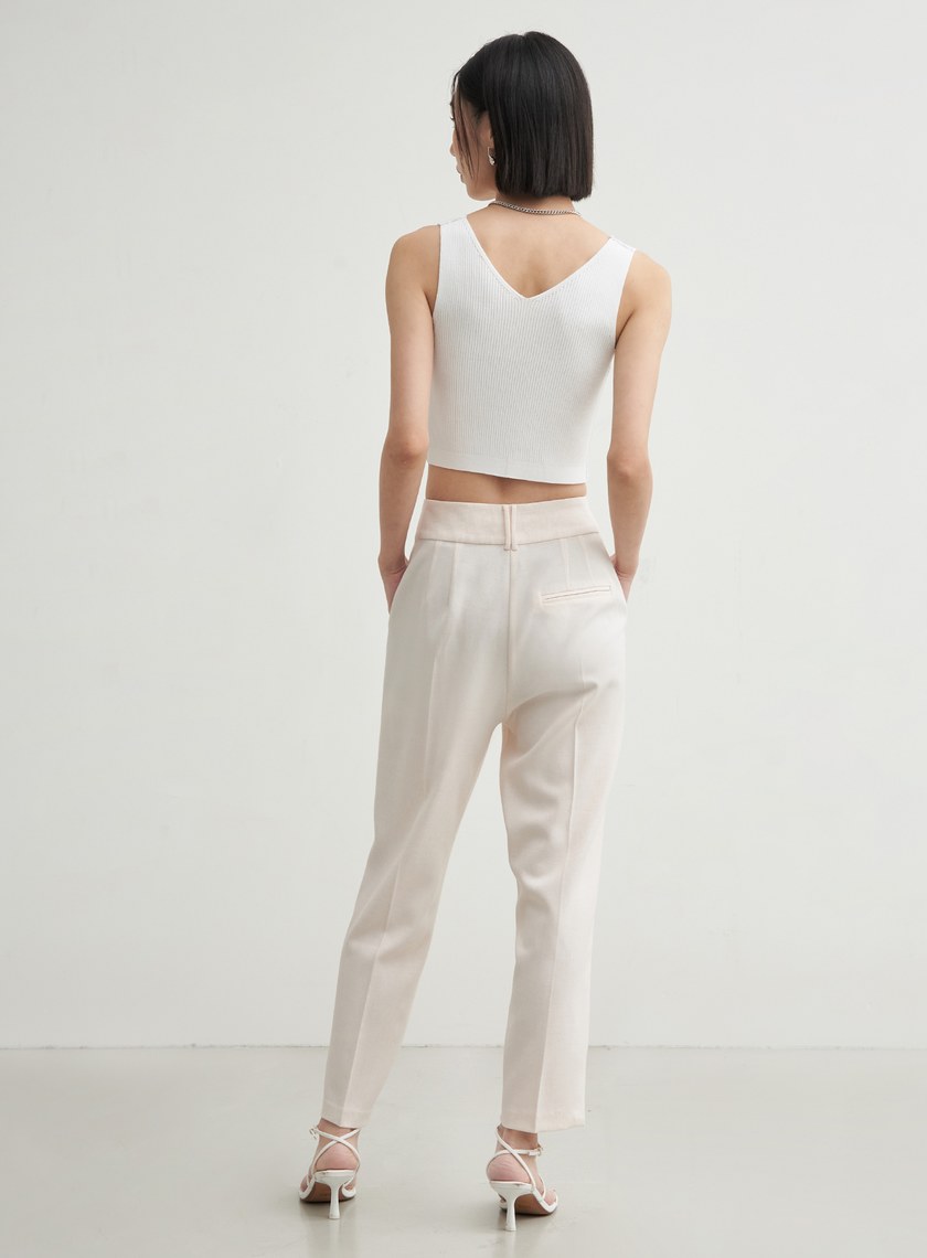 花紗肌理開衩錐形褲