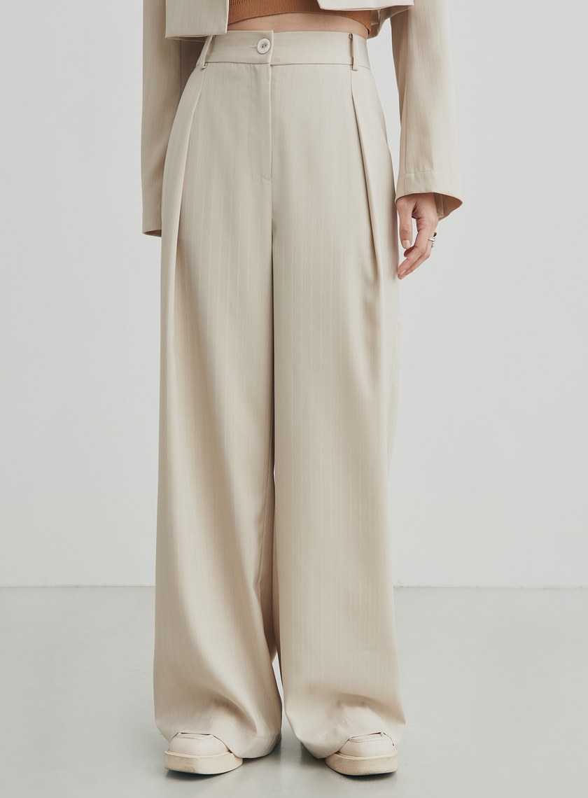 低調條紋打摺西裝寬褲