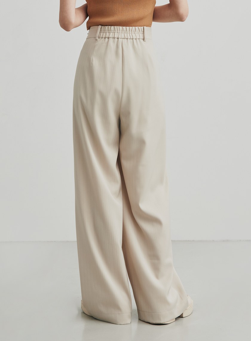 低調條紋打摺西裝寬褲