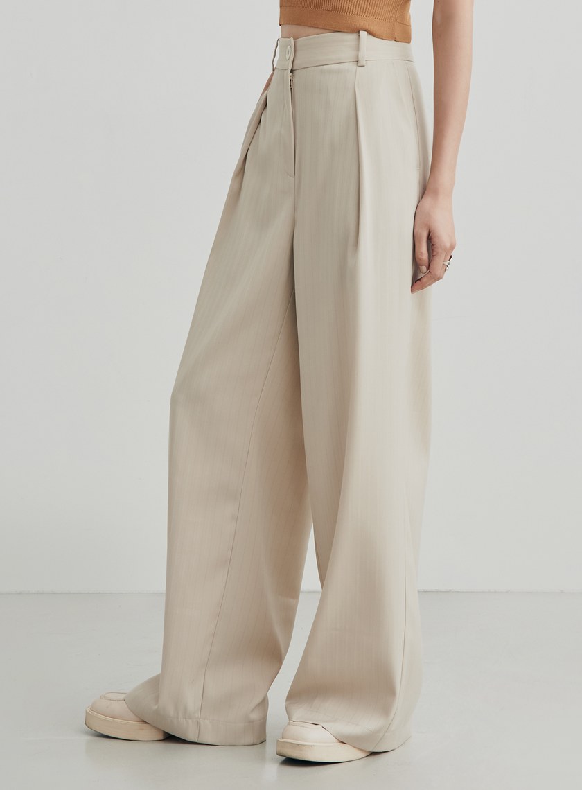 低調條紋打摺西裝寬褲