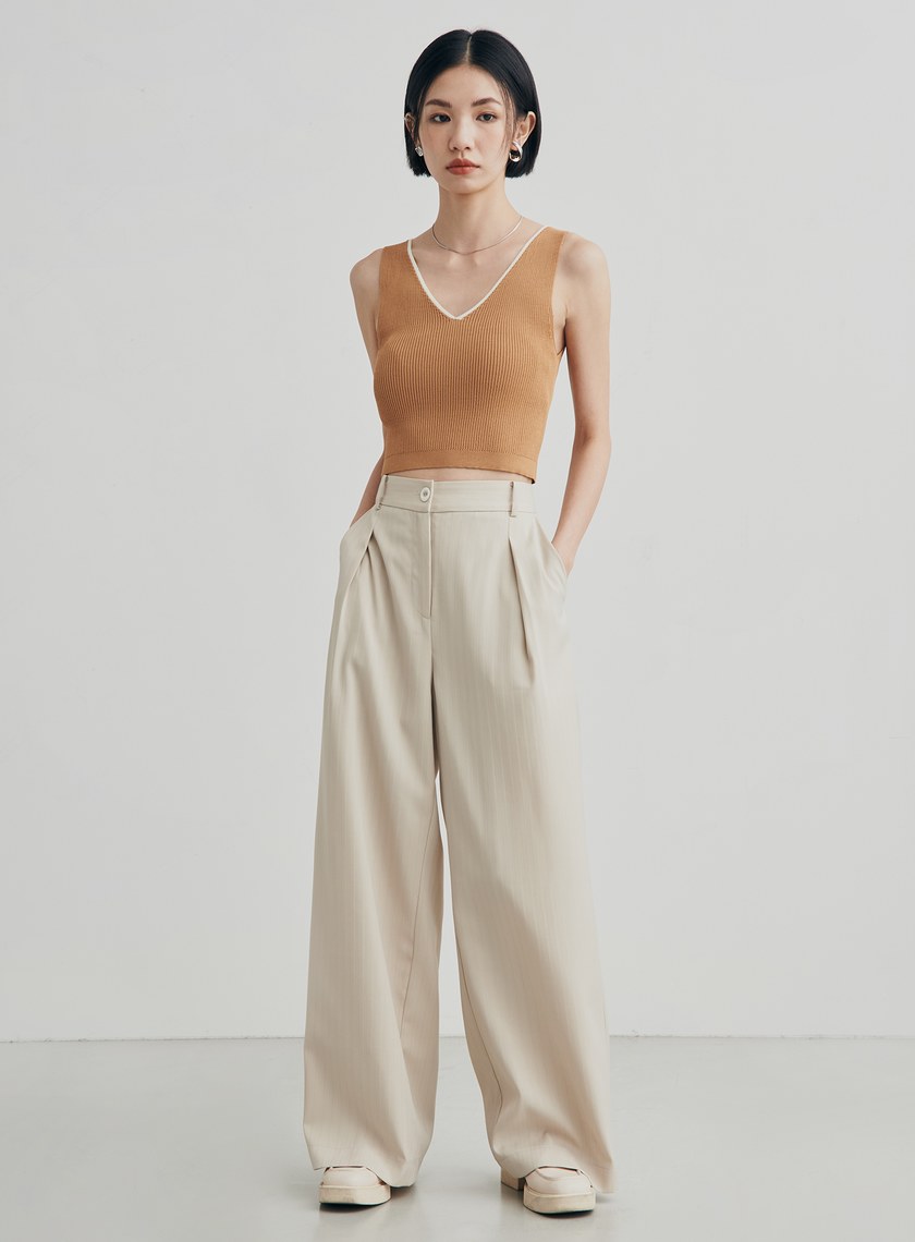 低調條紋打摺西裝寬褲