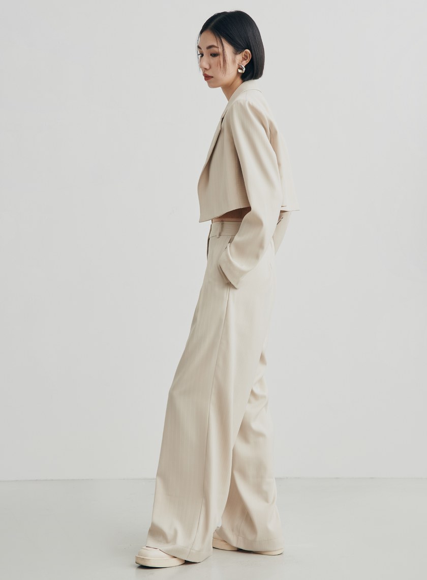 低調條紋打摺西裝寬褲