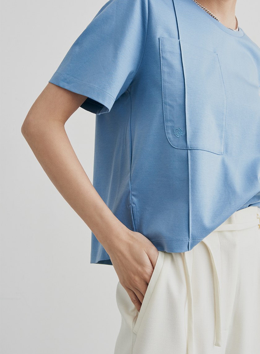 休閒寬鬆擁抱刺繡短袖上衣