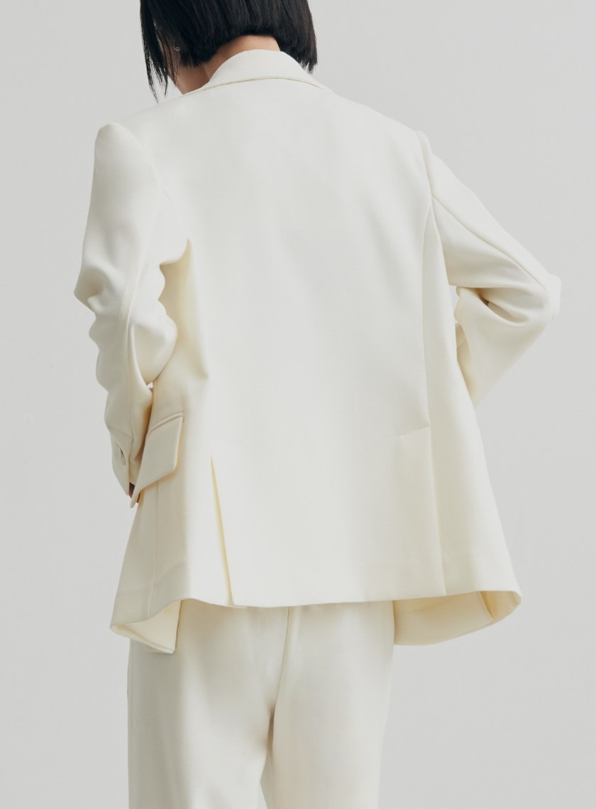 低調織紋寬肩單釦西裝外套
