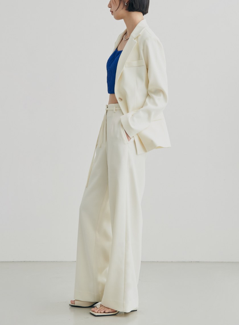 低調織紋寬肩單釦西裝外套