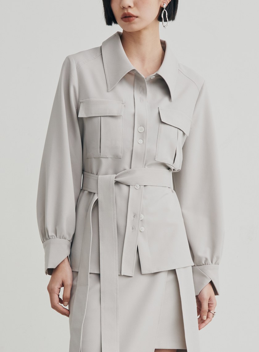 率性口袋工裝襯衫外套