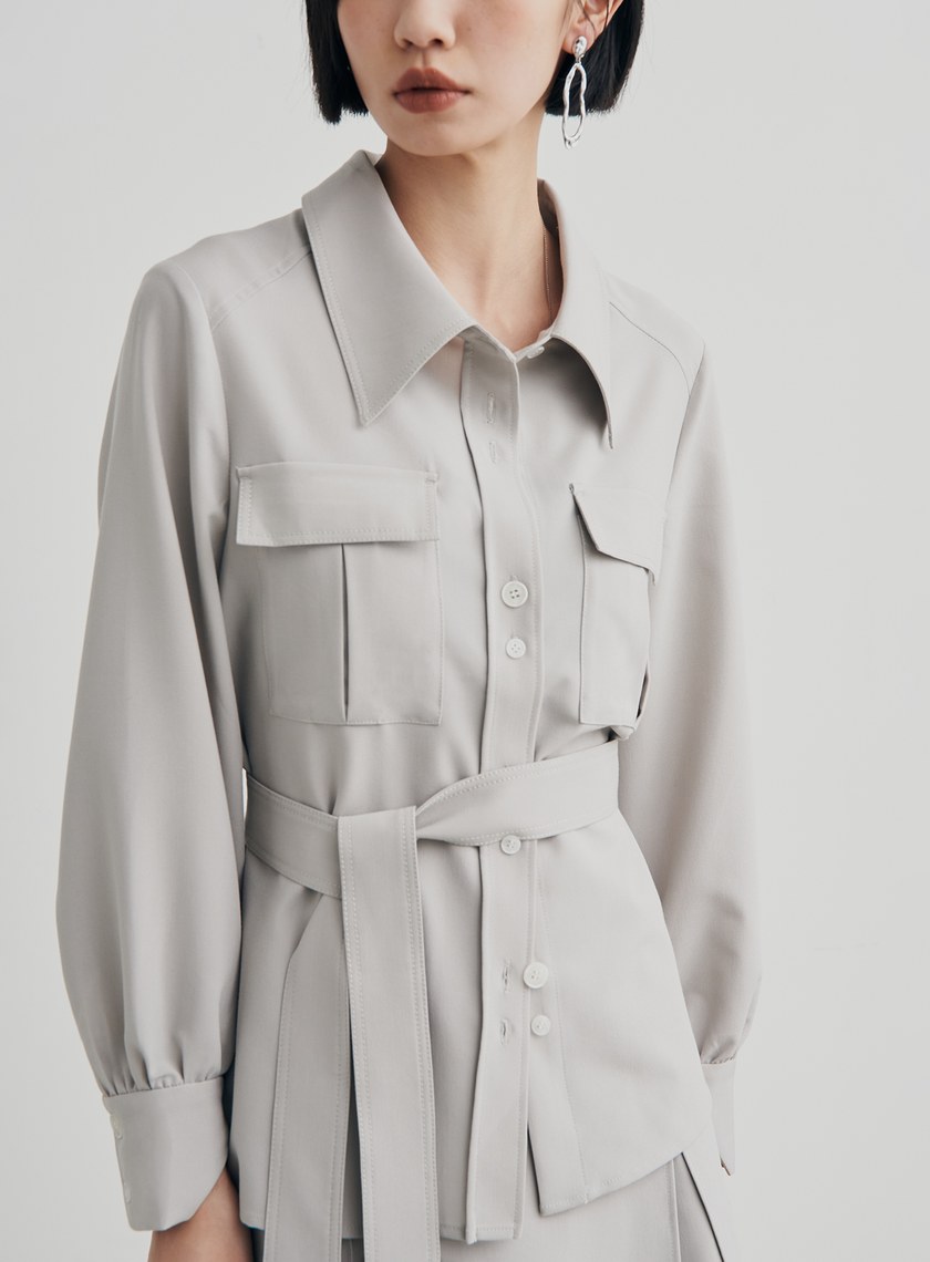 率性口袋工裝襯衫外套