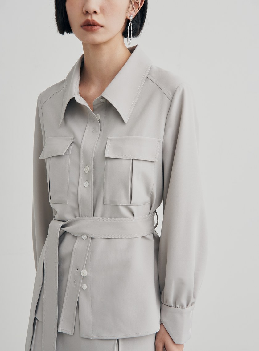 率性口袋工裝襯衫外套