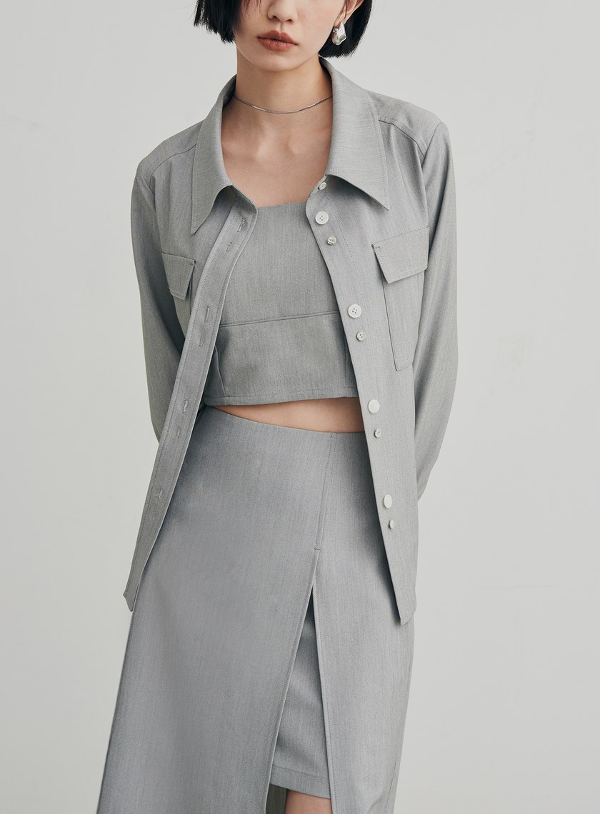 率性口袋工裝襯衫外套