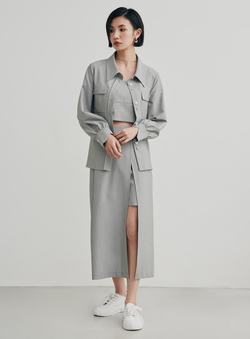 率性口袋工裝襯衫外套