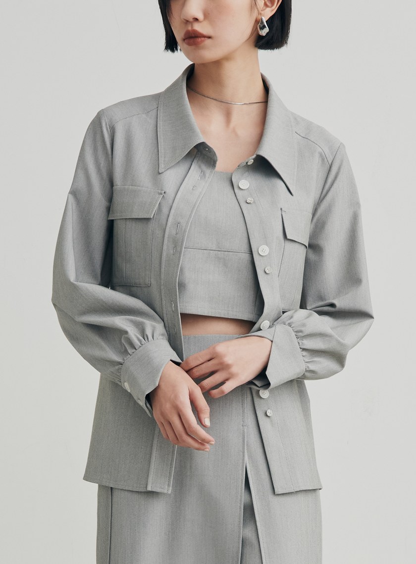 率性口袋工裝襯衫外套