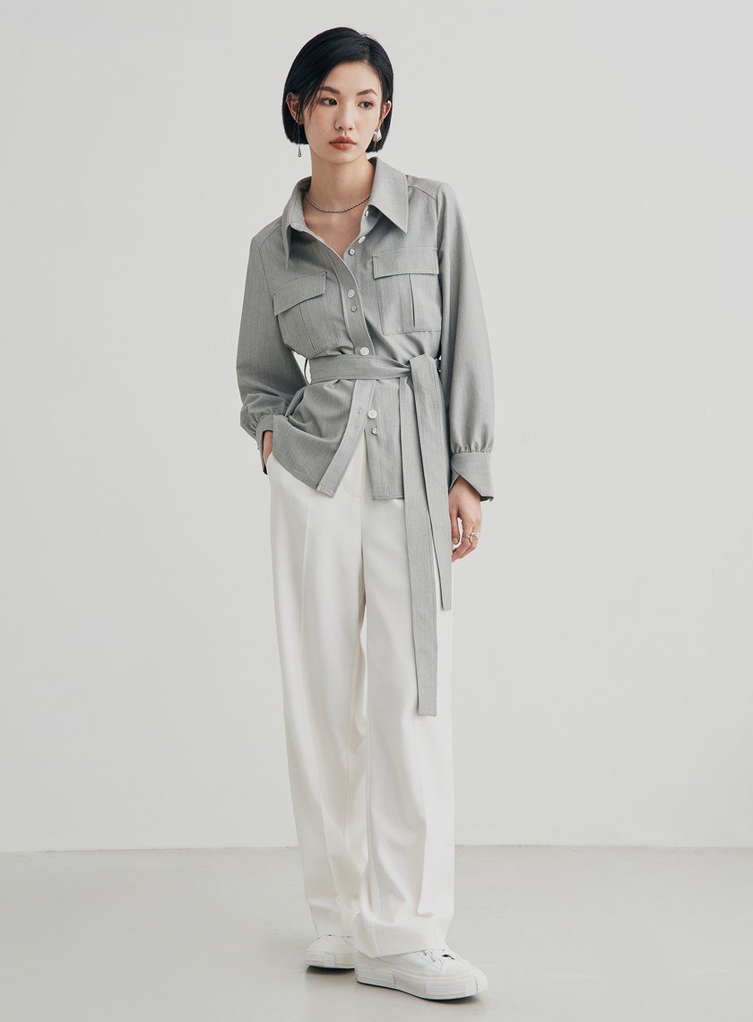 率性口袋工裝襯衫外套