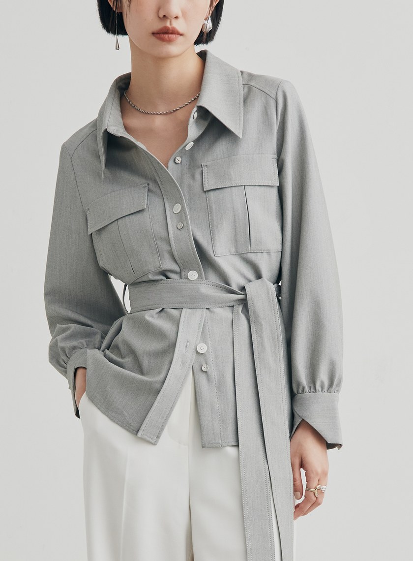 率性口袋工裝襯衫外套