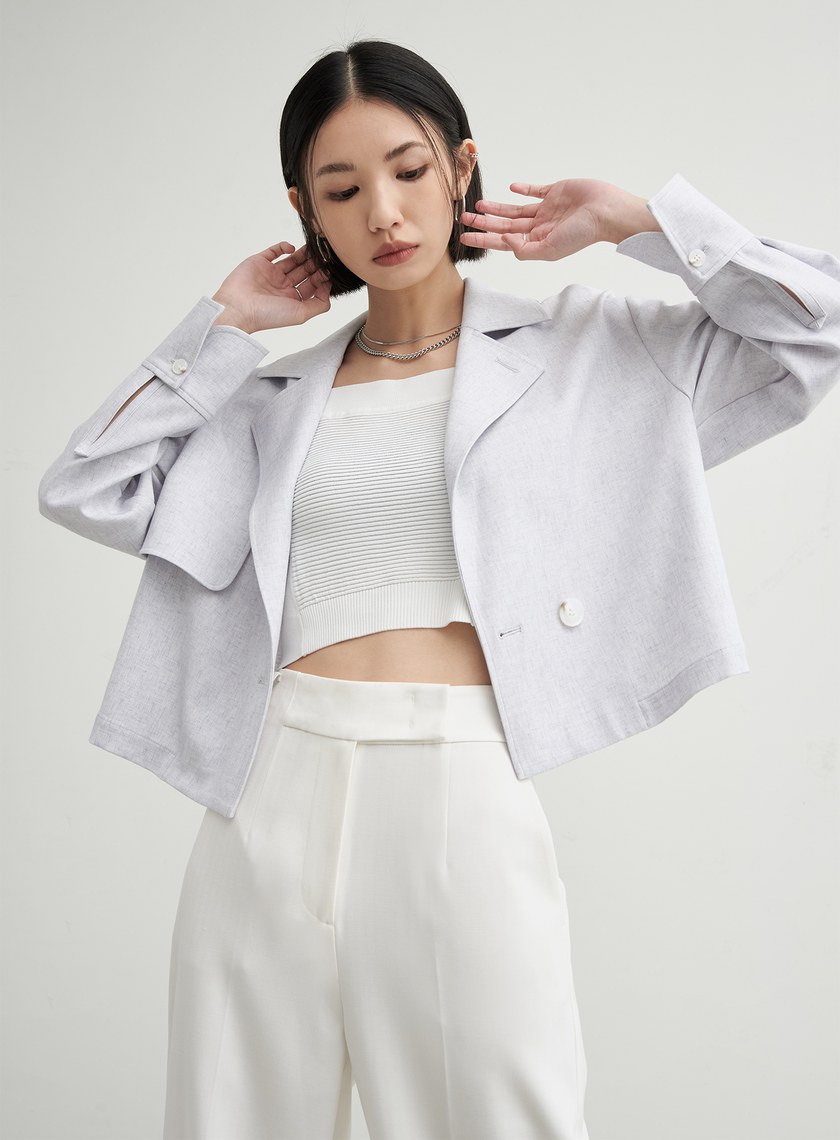 花紗肌理風衣式休閒外套