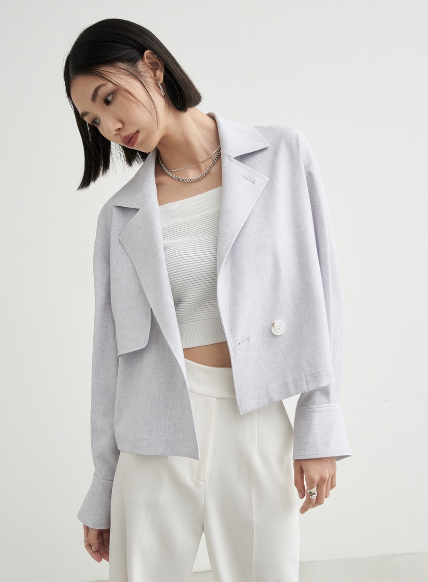 花紗肌理風衣式休閒外套