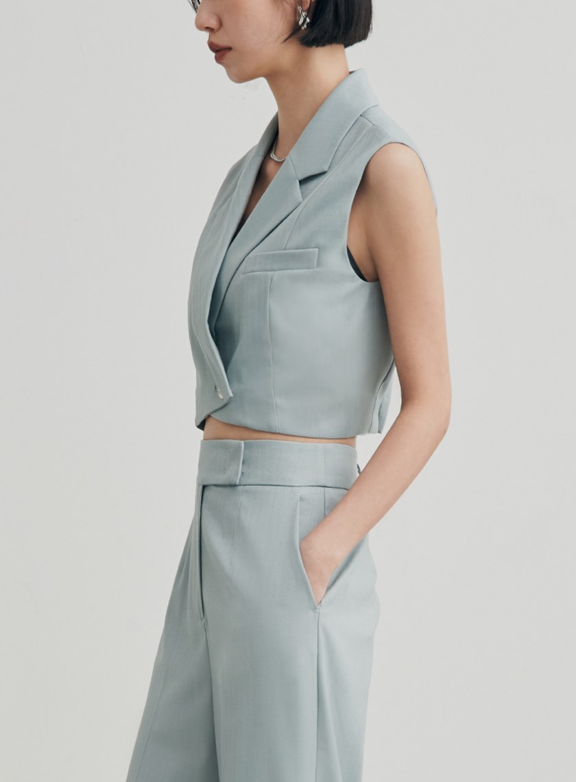 織紋短版西裝背心