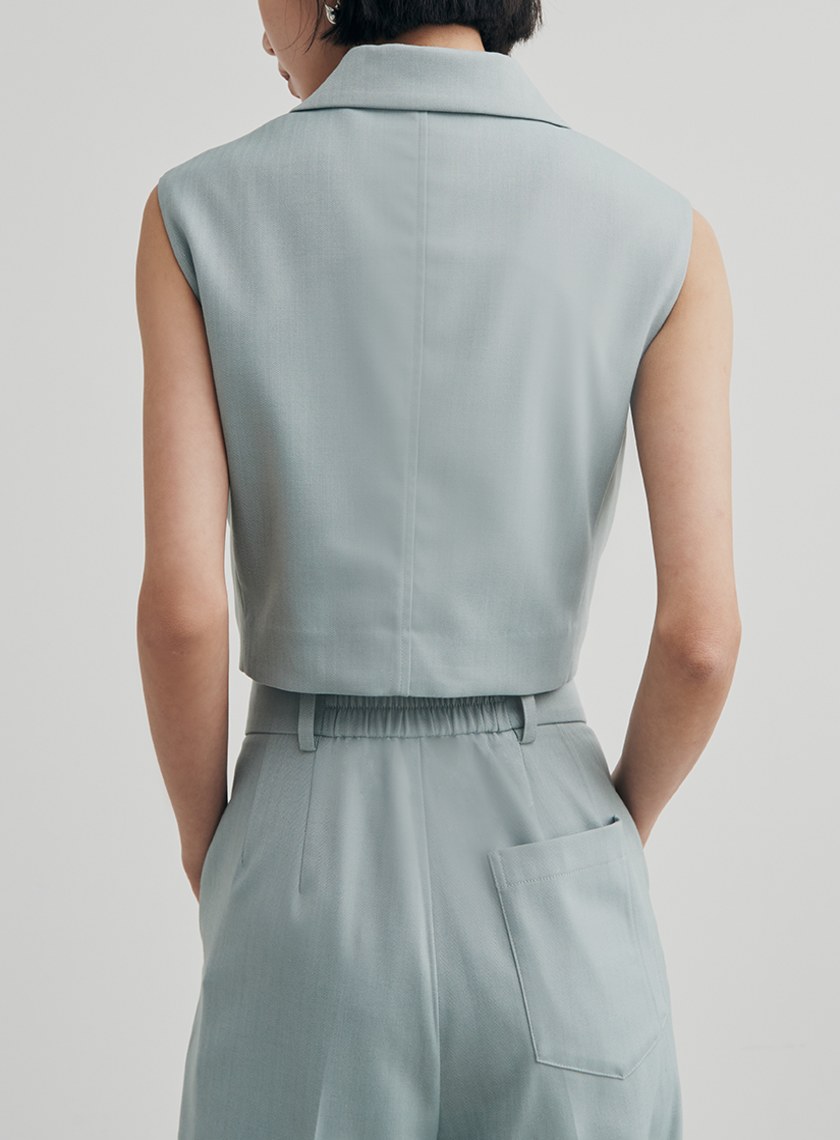 織紋短版西裝背心