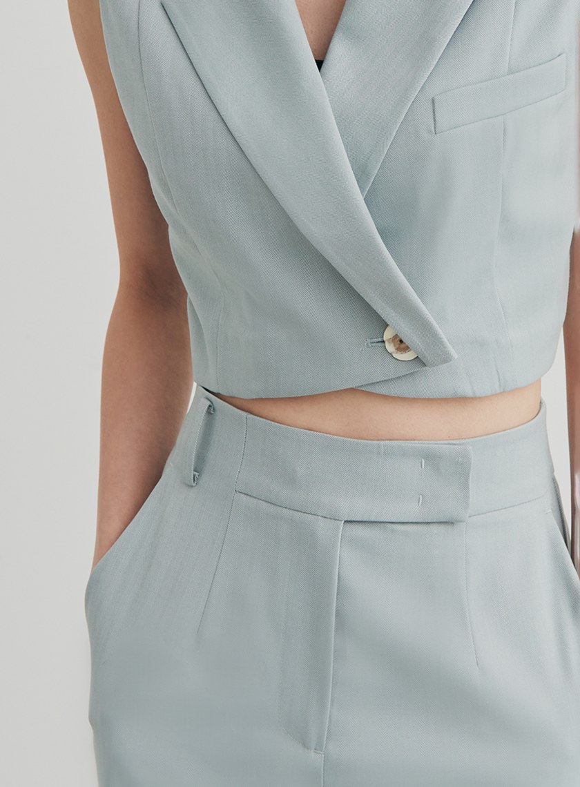 織紋短版西裝背心