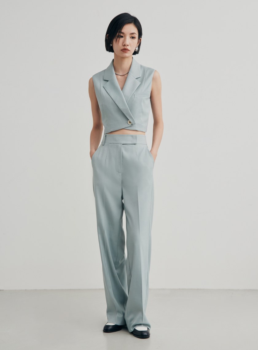 織紋短版西裝背心